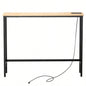 39.4 Narrow Console Sofa Table with Power Outlets and USB Ports, Couch Table with Metal Frame and Charge Station with 4.9ft Extension Cord, Oak