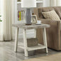 Athens Contemporary Two - Tone Wood Shelf End Table in Weathered Gray and Beige
