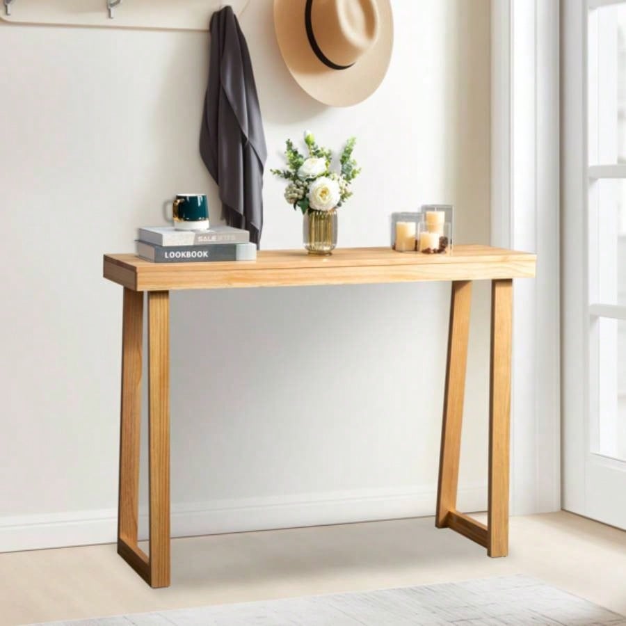 43.3 Inch Solid Wood Console Table Entryway, Sofa Table Narrow Entryway Table Hallway, Behind Couch, Living Room, Foyer, Wood Color