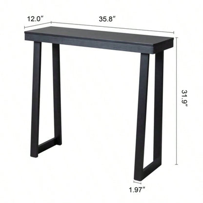35.8 Inch Solid Wood Console Table Entryway, Sofa Table Narrow Entryway Table Hallway, Behind Couch, Living Room, Foyer, Black