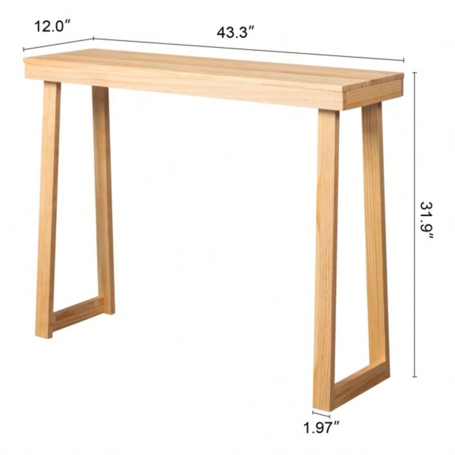 43.3 Inch Solid Wood Console Table Entryway, Sofa Table Narrow Entryway Table Hallway, Behind Couch, Living Room, Foyer, Wood Color