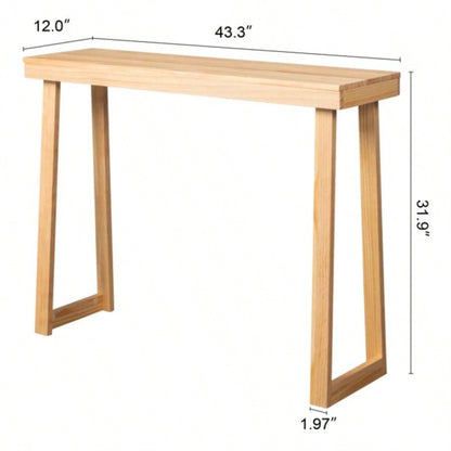 43.3 Inch Solid Wood Console Table Entryway, Sofa Table Narrow Entryway Table Hallway, Behind Couch, Living Room, Foyer, Wood Color