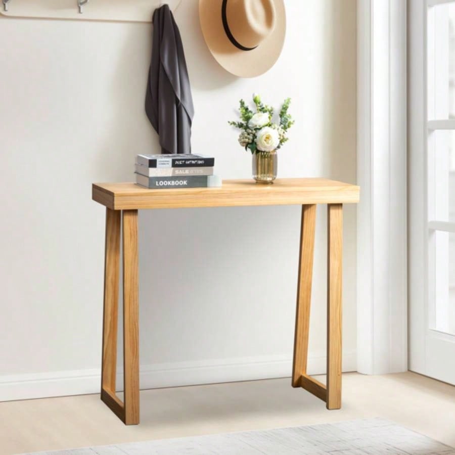 35.8 Inch Solid Wood Console Table Entryway, Sofa Table Narrow Entryway Table Hallway, Behind Couch, Living Room, Foyer, Wood Color