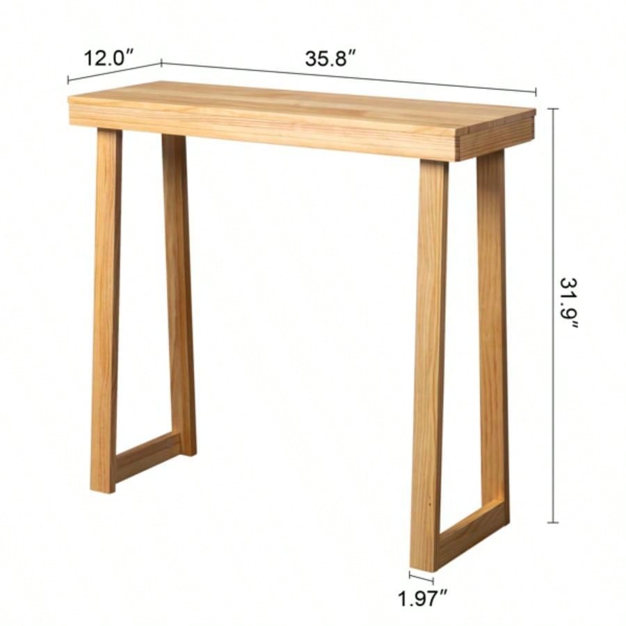 35.8 Inch Solid Wood Console Table Entryway, Sofa Table Narrow Entryway Table Hallway, Behind Couch, Living Room, Foyer, Wood Color