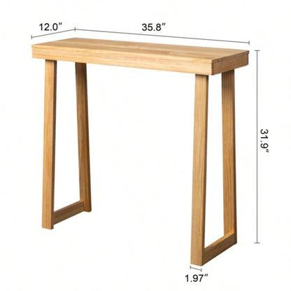 35.8 Inch Solid Wood Console Table Entryway, Sofa Table Narrow Entryway Table Hallway, Behind Couch, Living Room, Foyer, Wood Color