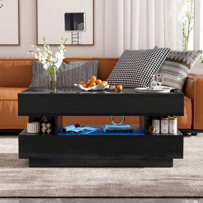 Lift - Top Coffee Table with 2 Drawers, Modern Coffee Table with Adequate Hidden Compartment, Multi - Functional Lift - Top Coffee Table with High - Gloss Living Room