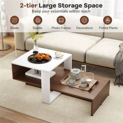 Double layered dual color coffee table