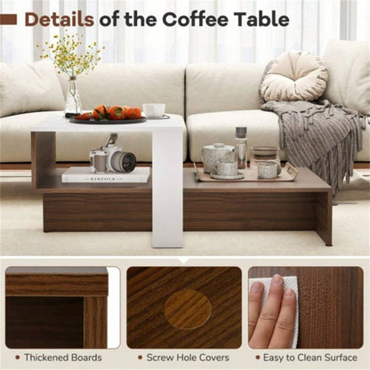 Double layered dual color coffee table