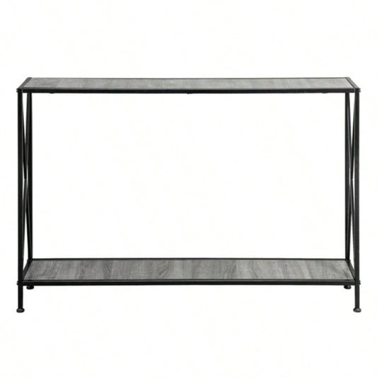 Artisasset MDF Countertop Black Wrought Iron Base 2 Layers Forked Console Table
