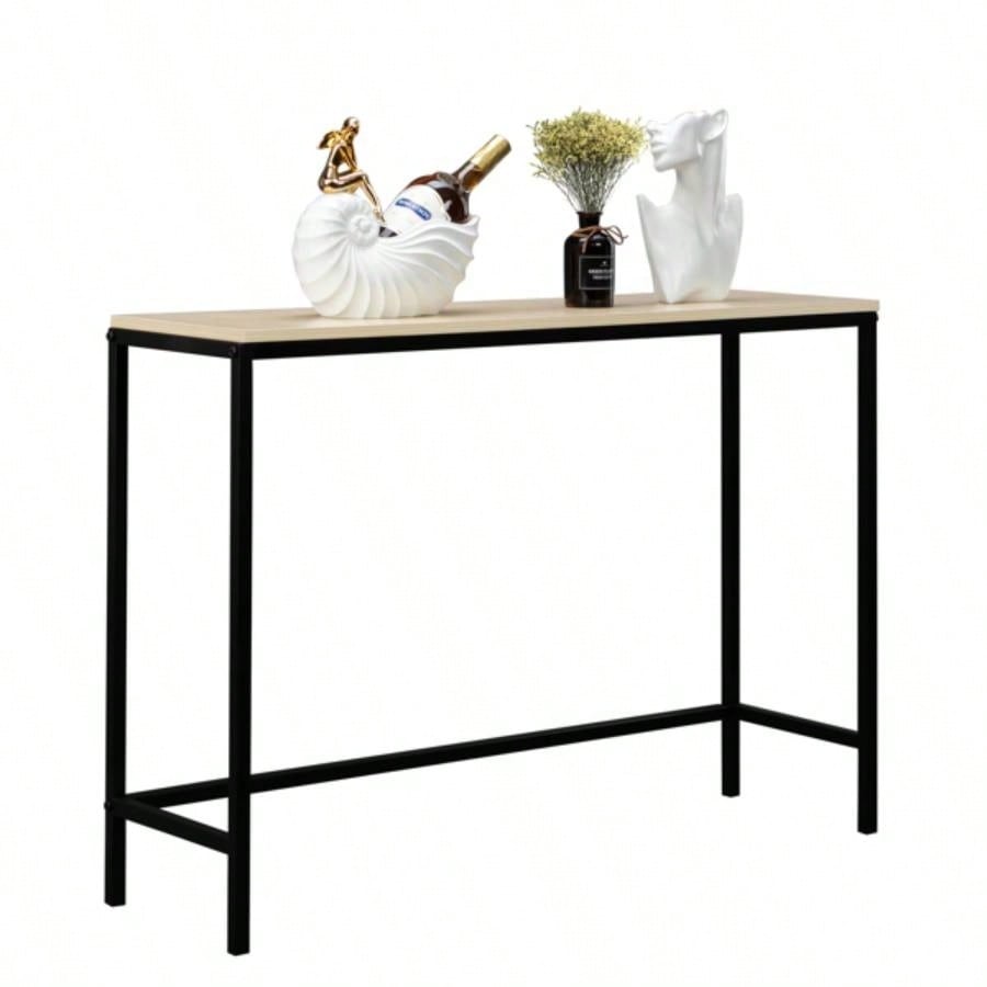 Industrial Style Porch Table Single Layer Light Walnut Color Triamine Board