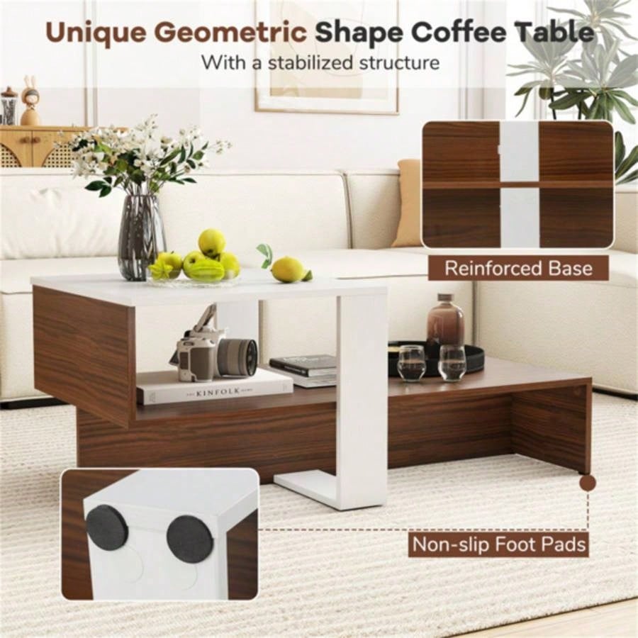 Double layered dual color coffee table