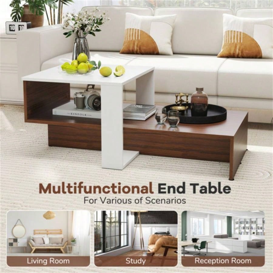 Double layered dual color coffee table