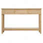 Boho Style Rattan Console Table with 3 Drawers and Open Storage Shelf, Entryway Table Narrow Long Sofa Table Hallway Foyer Table Behind Couch Table, Natural Wood