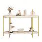 Old Code22504192Console Table 2 Tier Narrow Entryway Table with Storage Shelves Faux Marble Narrow Table Living Bedroom Hallway Office Easy Assembly, Gold White