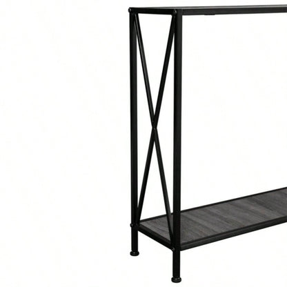 Artisasset MDF Countertop Black Wrought Iron Base 2 Layers Forked Console Table