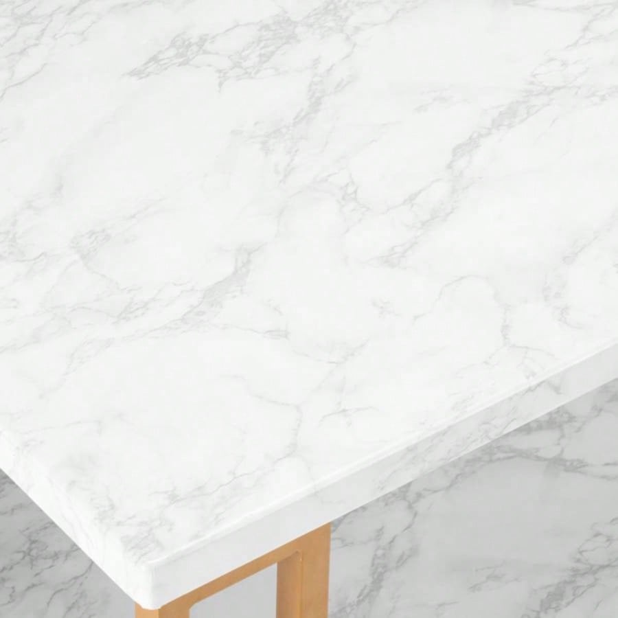 106x 50x 48cm Simple Double - layer Golden Iron Pipe Marble PVC Coffee Table Rectangular