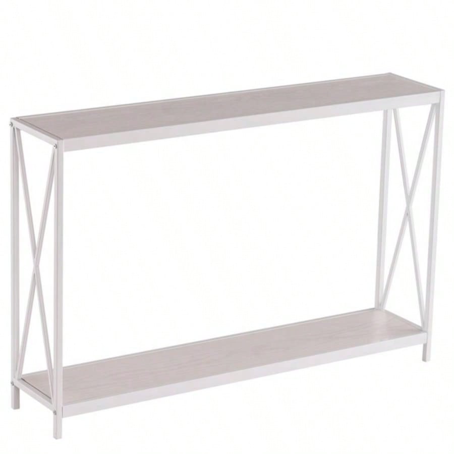 Same model code63670854Triamine Board Iron Frame Porch Table Sofa Side Table Reddish Oak Wood Grain