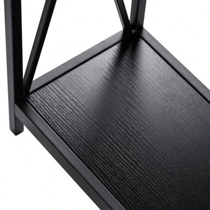 Replace code: 63804709Triamine Board Iron Frame Porch Table Sofa Side Table Black Wood Grain