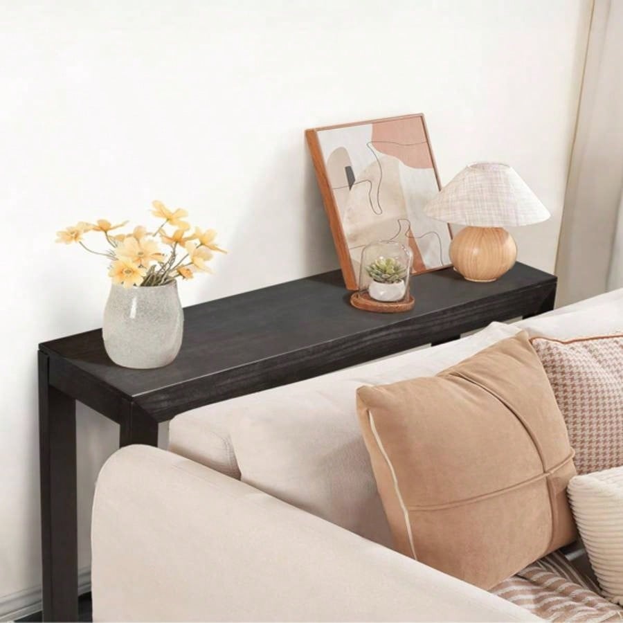 46 inch Pinewood Entryway Table, Console Table Entrance Table, Narrow Sofa Table Living Room Entryway Hallway, Black