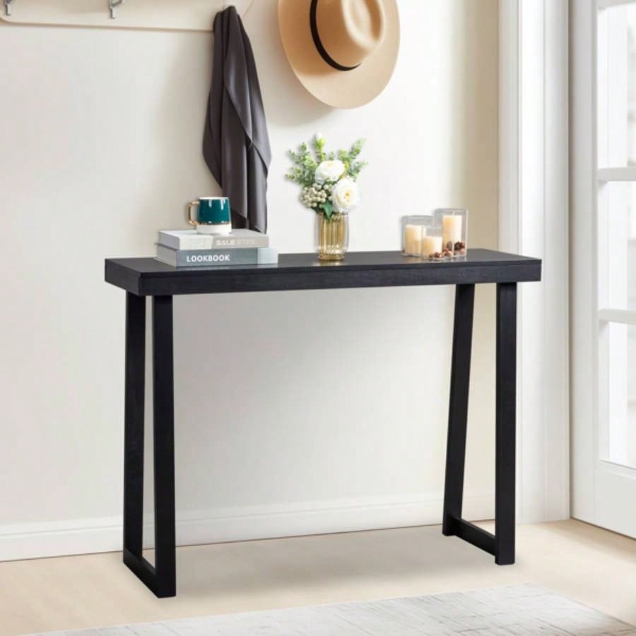 43.3 Inch Solid Wood Console Table Entryway, Sofa Table Narrow Entryway Table Hallway, Behind Couch, Living Room, Foyer, Black