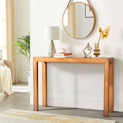 46 inch Pinewood Entryway Table, Console Table Entrance Table, Narrow Sofa Table Living Room Entryway Hallway, Light Brown