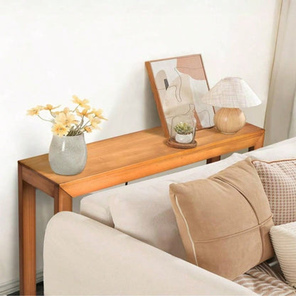 46 inch Pinewood Entryway Table, Console Table Entrance Table, Narrow Sofa Table Living Room Entryway Hallway, Light Brown