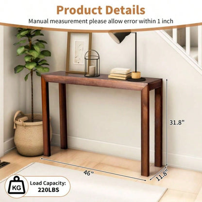 46 inch Pinewood Entryway Table, Console Table Entrance Table, Narrow Sofa Table Living Room Entryway Hallway, Walnut