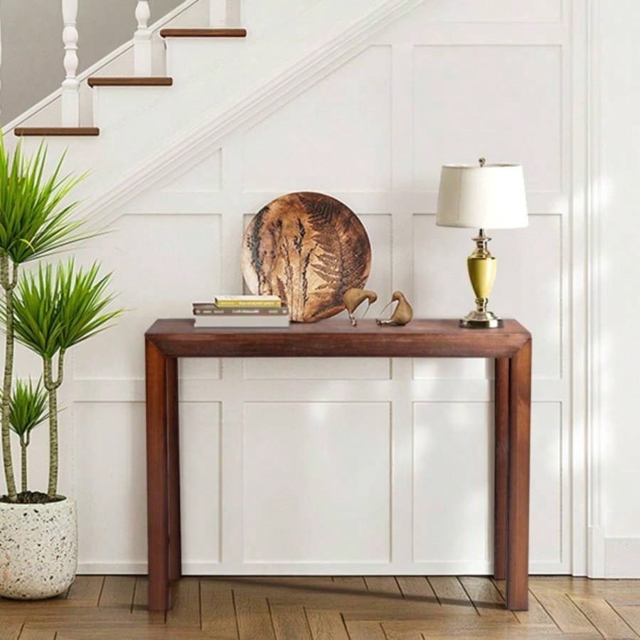 46 inch Pinewood Entryway Table, Console Table Entrance Table, Narrow Sofa Table Living Room Entryway Hallway, Walnut