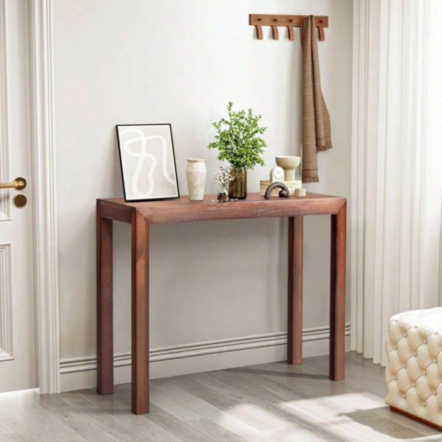 46 inch Pinewood Entryway Table, Console Table Entrance Table, Narrow Sofa Table Living Room Entryway Hallway, Walnut