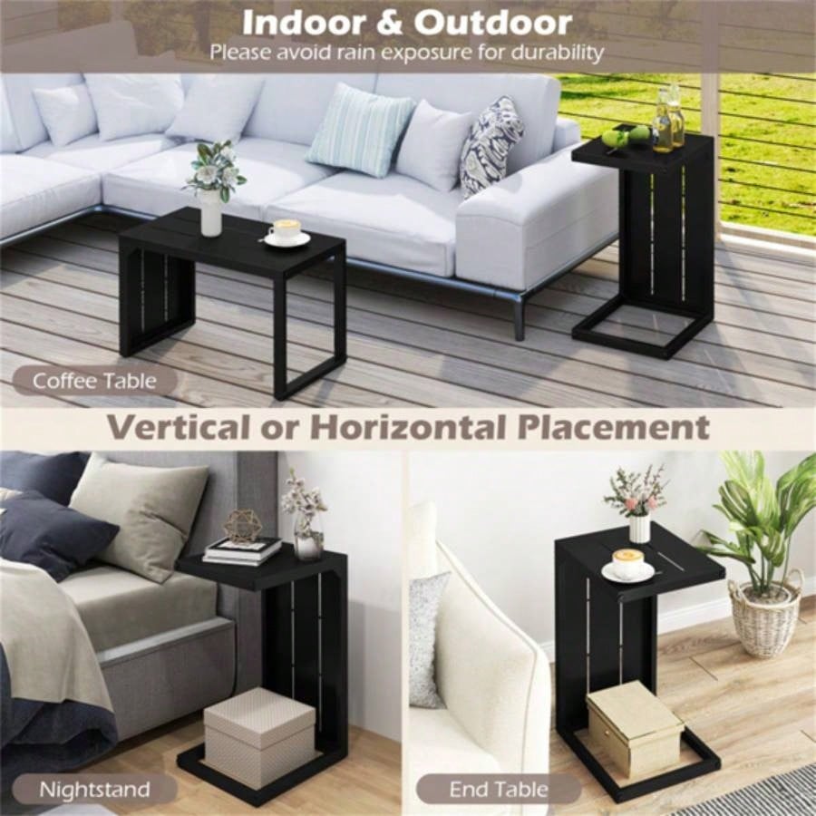Versatile C - Shaped End Table Convertible Coffee Table