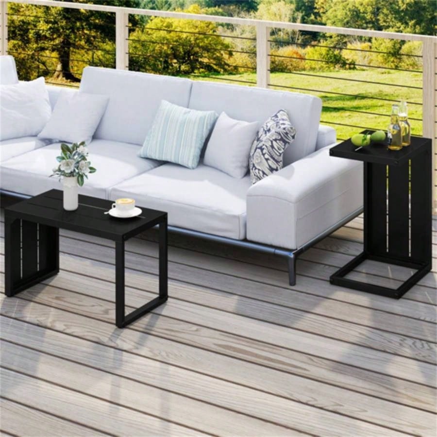 Versatile C - Shaped End Table Convertible Coffee Table
