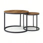 Set of 2 Coffee Table Nesting Side Round End Table Top Sturdy Metal Frame Desk Centerpiece Living Room Bedroom Apartment Modern Industrial Simple Nightstand