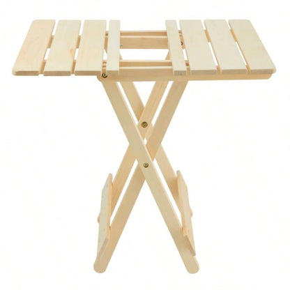 Folding Square Table Patio Outdoor solid wood Table Backyard, Balcony, Portable Design Space - Saving Natural Wood Color
