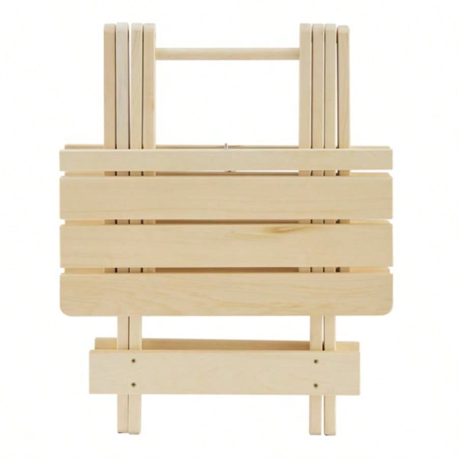 Folding Square Table Patio Outdoor solid wood Table Backyard, Balcony, Portable Design Space - Saving Natural Wood Color