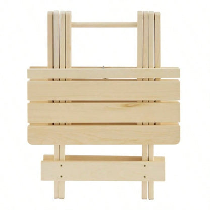 Folding Square Table Patio Outdoor solid wood Table Backyard, Balcony, Portable Design Space - Saving Natural Wood Color