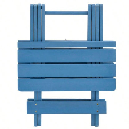 Folding Square Table Patio Outdoor solid wood Table Backyard, Balcony, Portable Design Space - Saving Blue Color