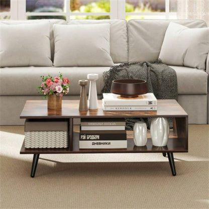 Rectangle Coffee Table with 2 Open Compartments