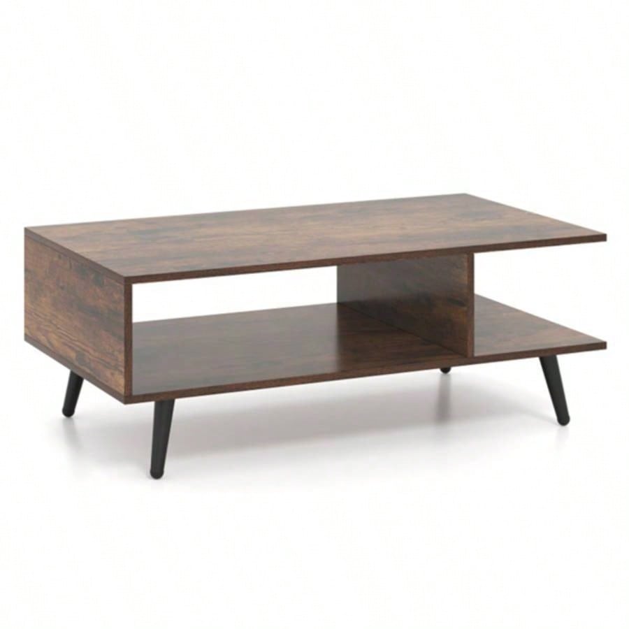 Rectangle Coffee Table with 2 Open Compartments