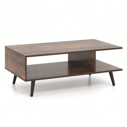 Rectangle Coffee Table with 2 Open Compartments