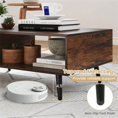 Rectangle Coffee Table with 2 Open Compartments
