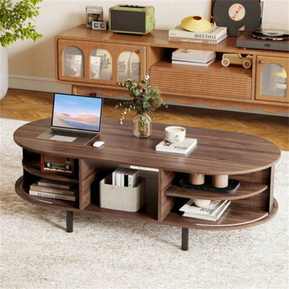 48 inch vintage coffee table with sliding slot door