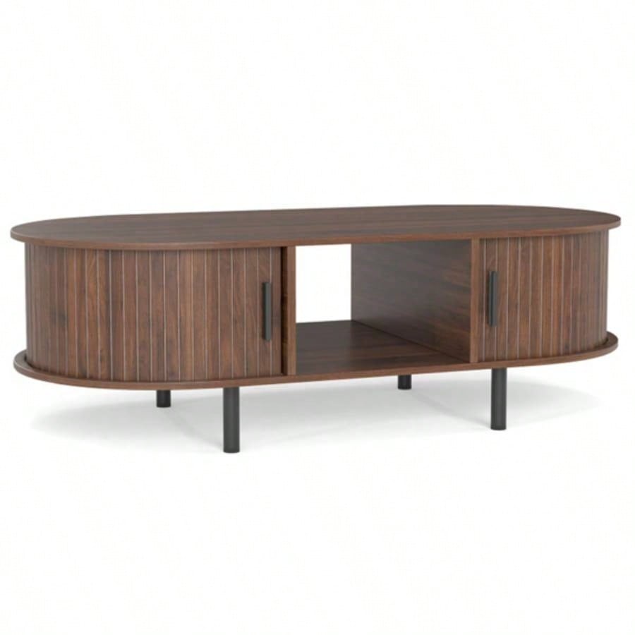 48 inch vintage coffee table with sliding slot door