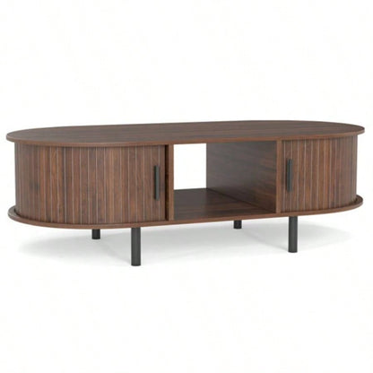 48 inch vintage coffee table with sliding slot door