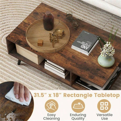 Rectangle Coffee Table with 2 Open Compartments