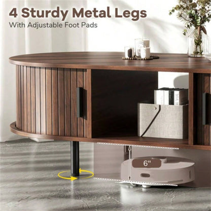 48 inch vintage coffee table with sliding slot door