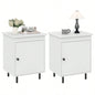 2 white bedside tables with doors