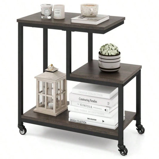 3 - layer gray table with wheels