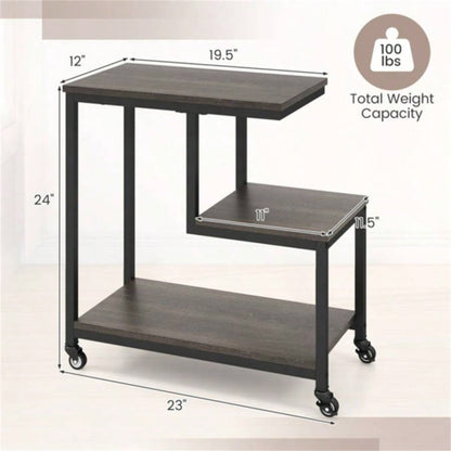 3 - layer gray table with wheels