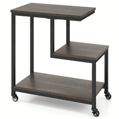 3 - layer gray table with wheels