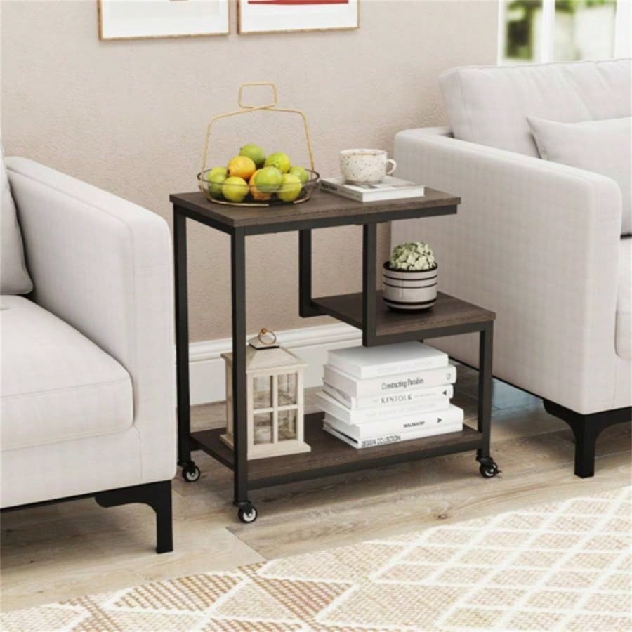 3 - layer gray table with wheels